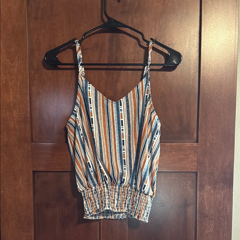 Striped Sleeveless Top - Blue and Orange